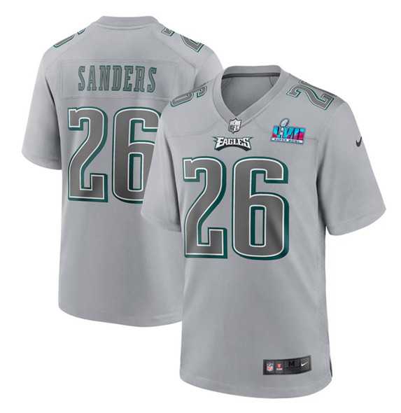 Men%27s Philadelphia Eagles #26 Miles Sanders Gray Super Bowl LVII Patch Atmosphere Fashion Stitched Game Jersey->philadelphia eagles->NFL Jersey